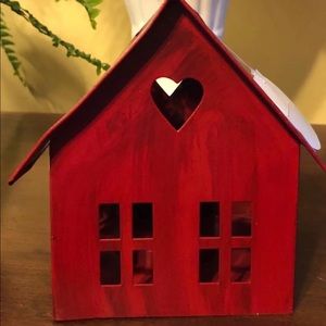 Small Red Metal LED Tealight House Cutouts Home Decor Holiday
